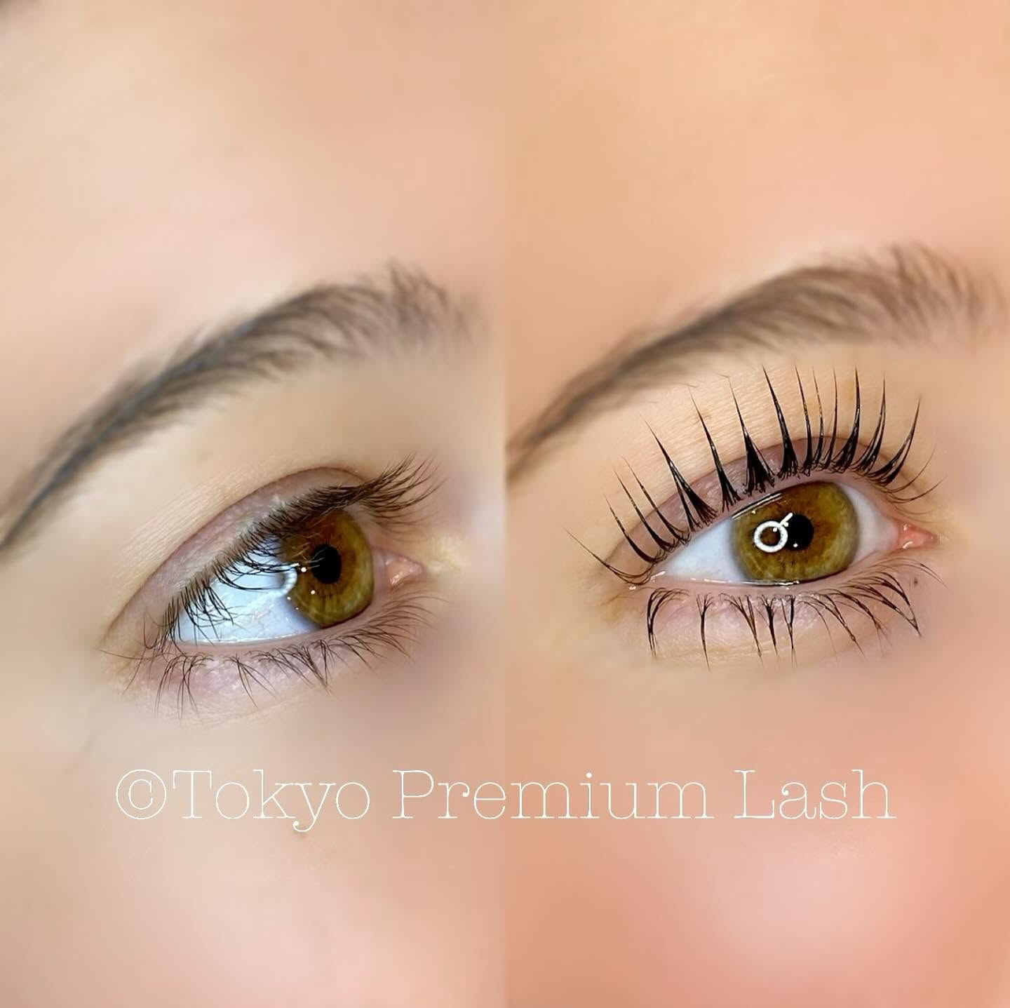 Before and after natural lash lift with lifted, defined lashes