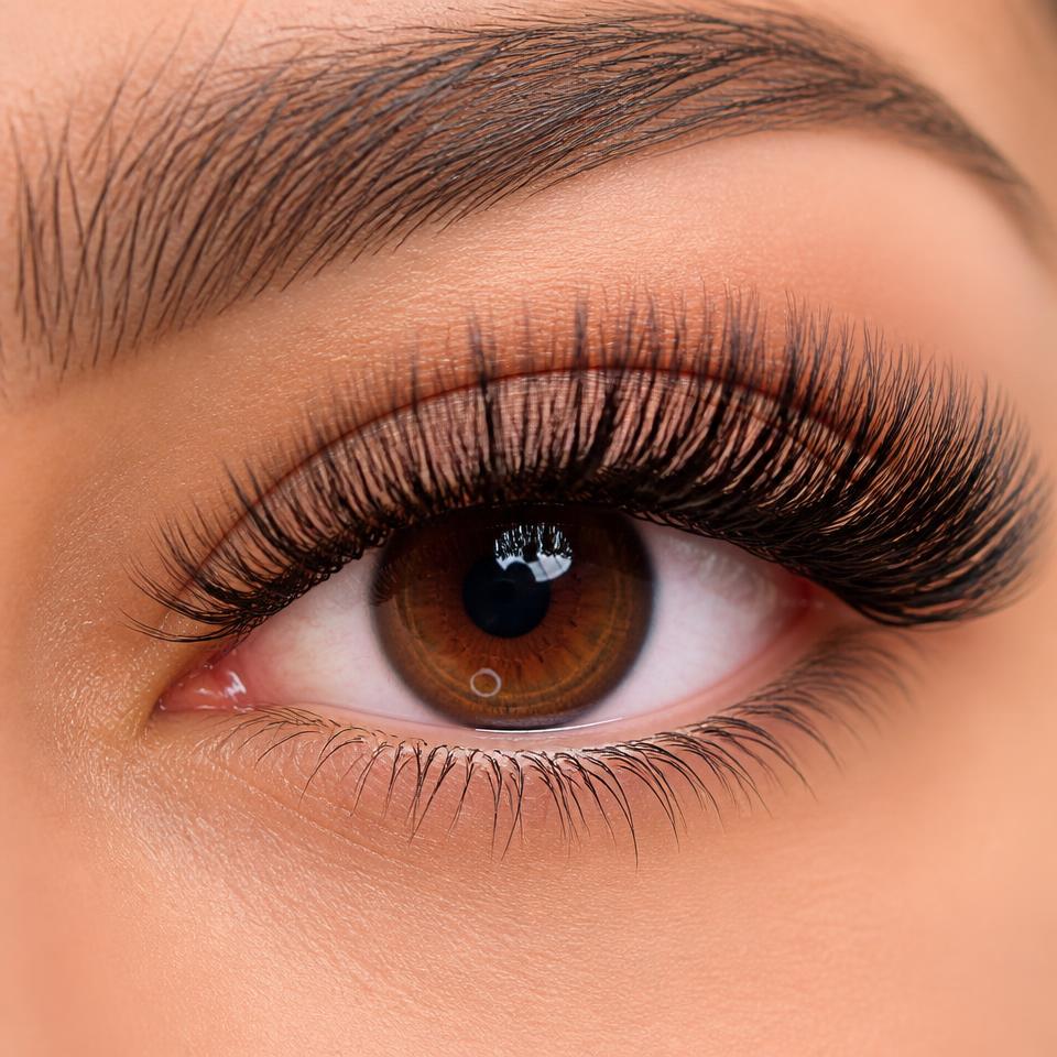 The same eye after a hybrid lash extension application